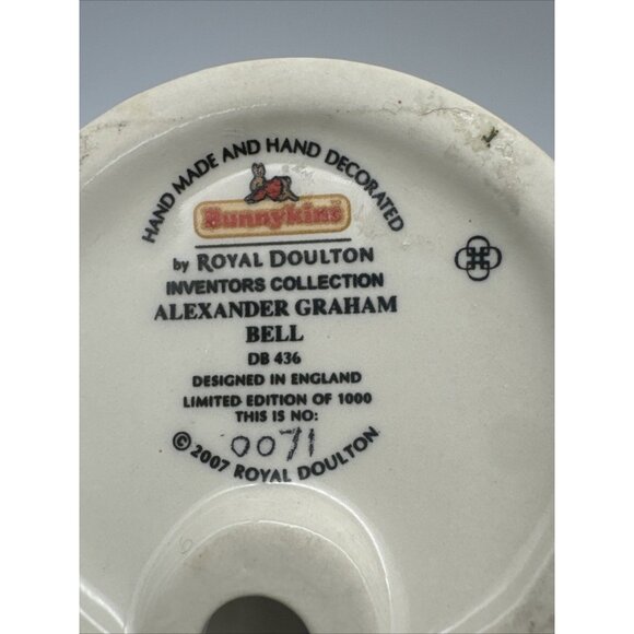 Royal Daulton Bunnykins Inventor Alexander Graham Bell Telephone Limited Edition - Picture 10 of 10